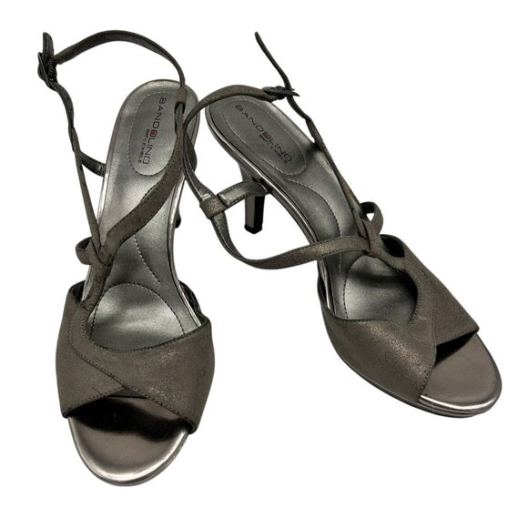 Bandolino Womens Swain Dress Pumps Sandals 9M Taupe Metallic Strappy Heeled - Picture 2 of 9